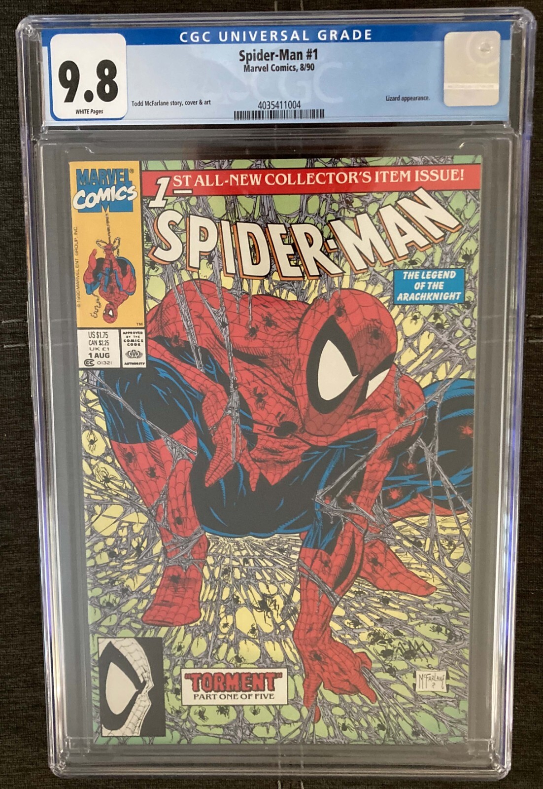 SPIDER-MAN #1 CGC 9.8 White Pages Marvel Comics (1990) Todd McFarlane Cover