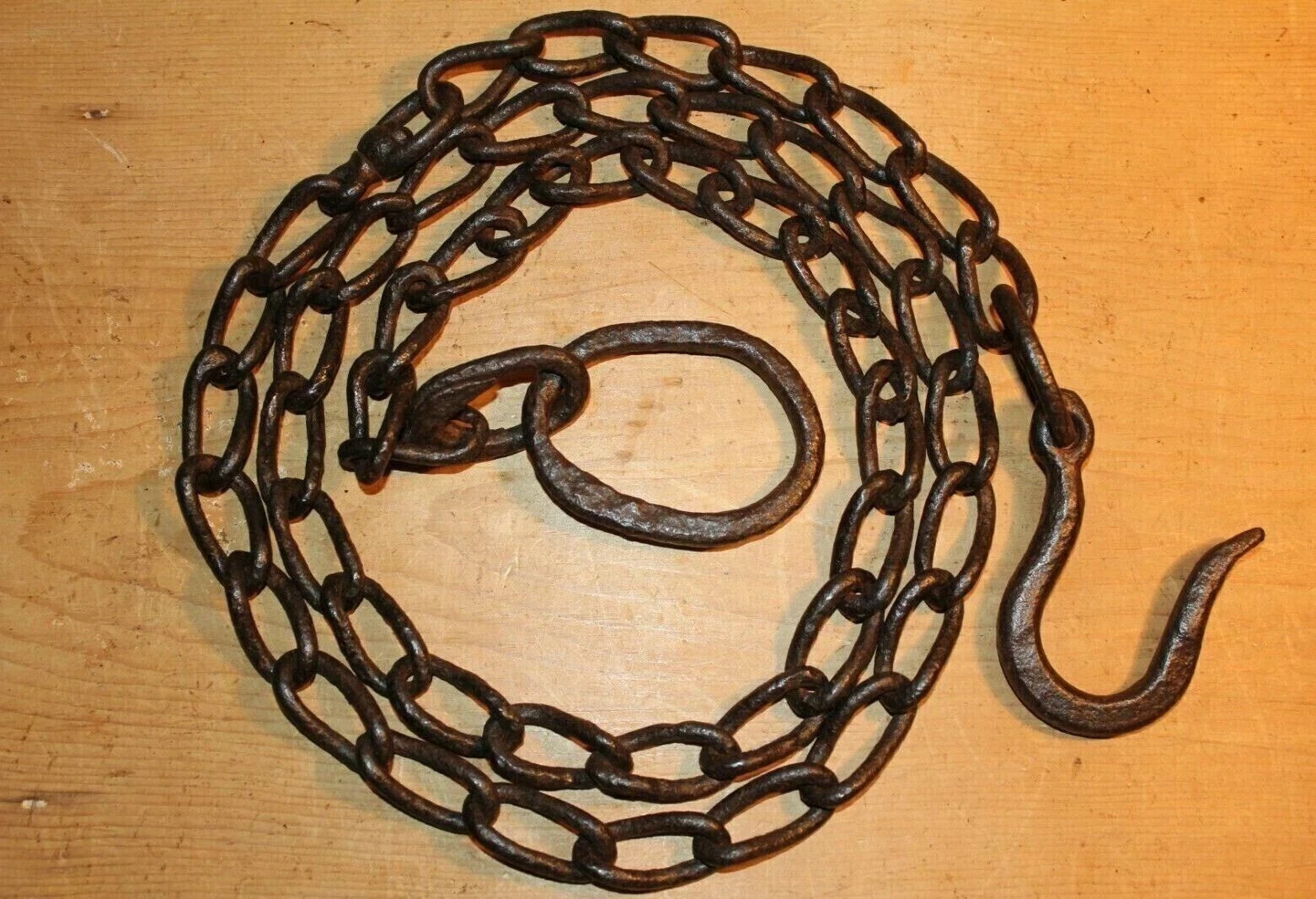 Antique Wrought Iron Hook on Long Chain Beam Iron Ring 72 inches  Here