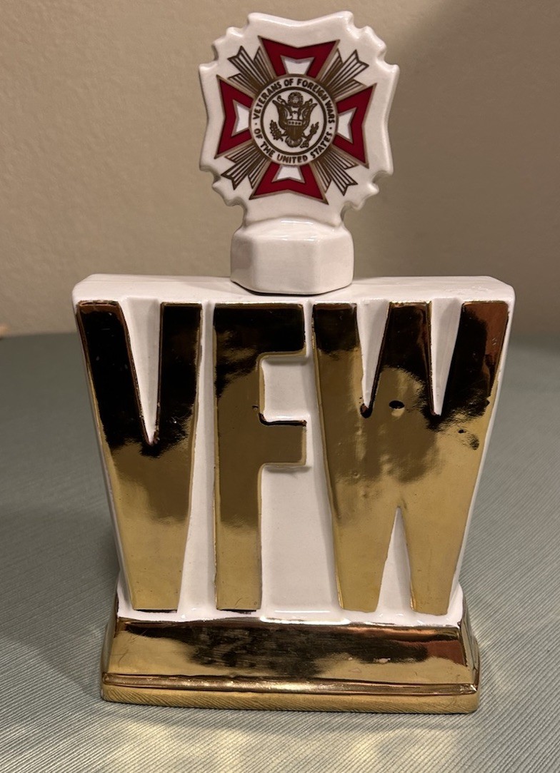 1974 Ezra Brooks Veterans Foreign Wars (VFW) commemorative whiskey decanter 24K