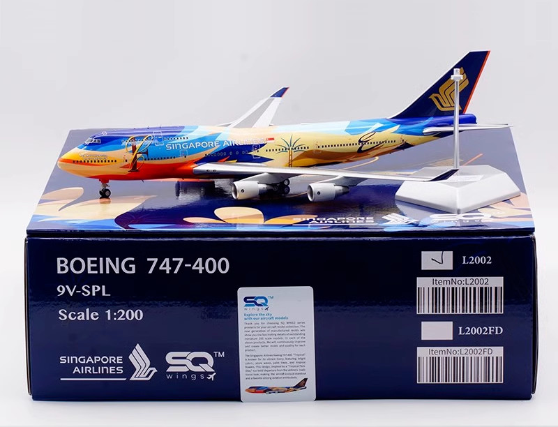 SQ Wings 1:200 Singapore Airlines Boeing  B747-400 9V-SPL Diecast Aircraft Model