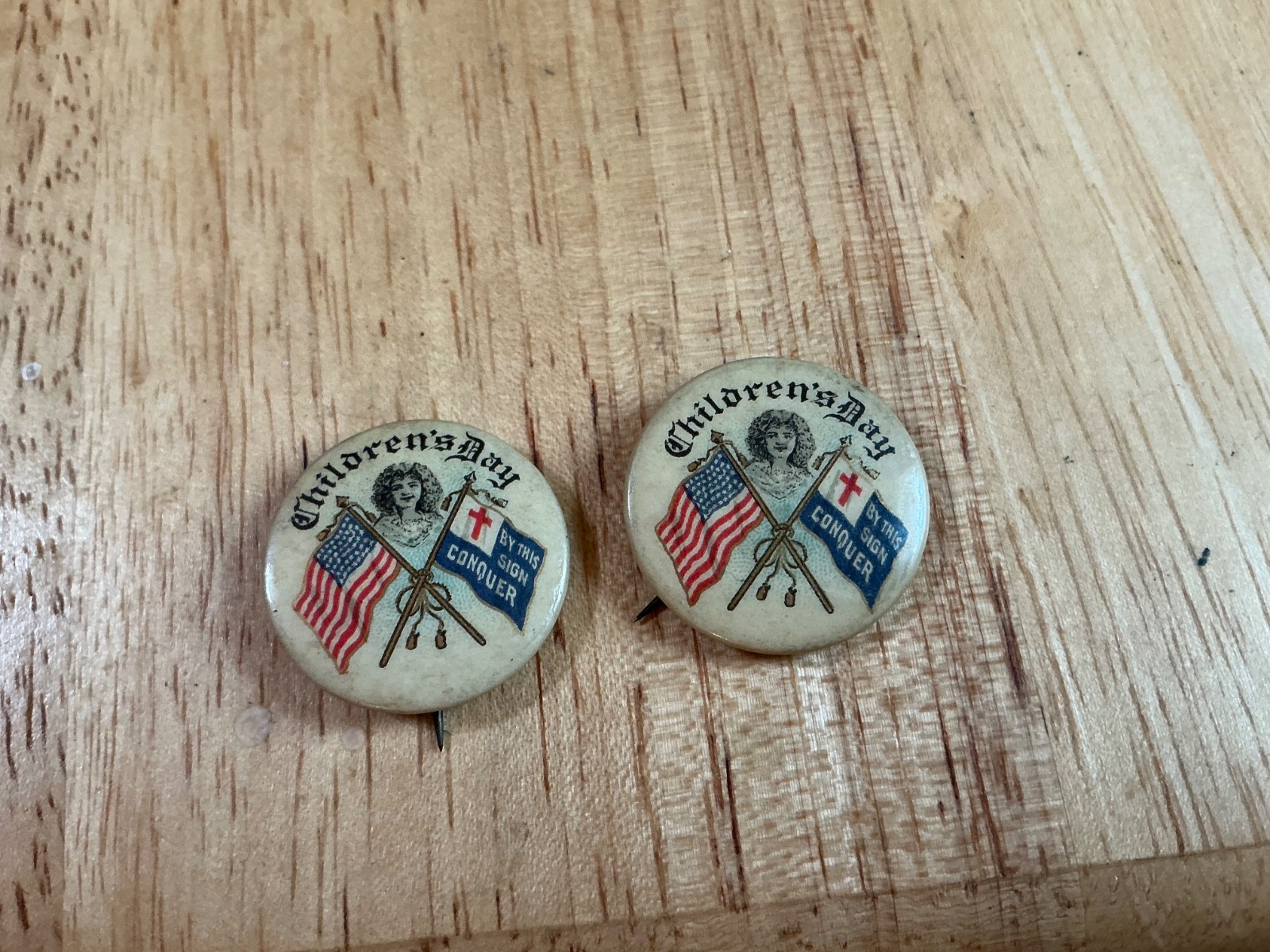 Lot of 2 Antique 1910s Children\'s Day Sunday School Pins Westminster Press Lot of 2 Antique 1910s Children\'s Day Sunday School Pins Westminster Press