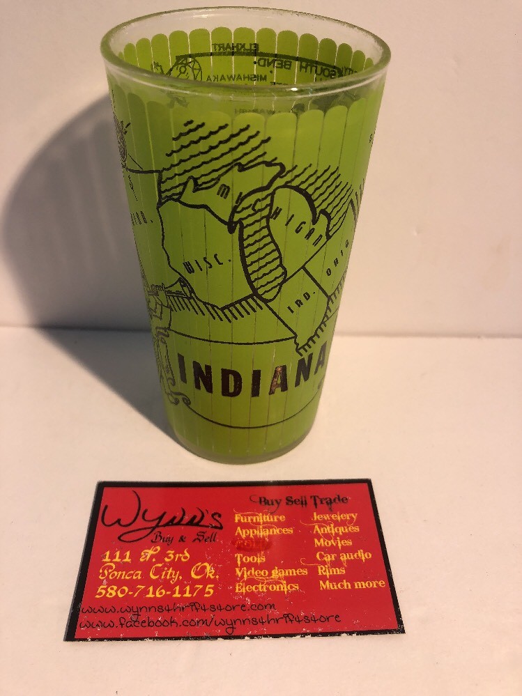 VTG 1950s Indiana Hazel Atlas Gay Fad State Souvenir Glass Tumbler