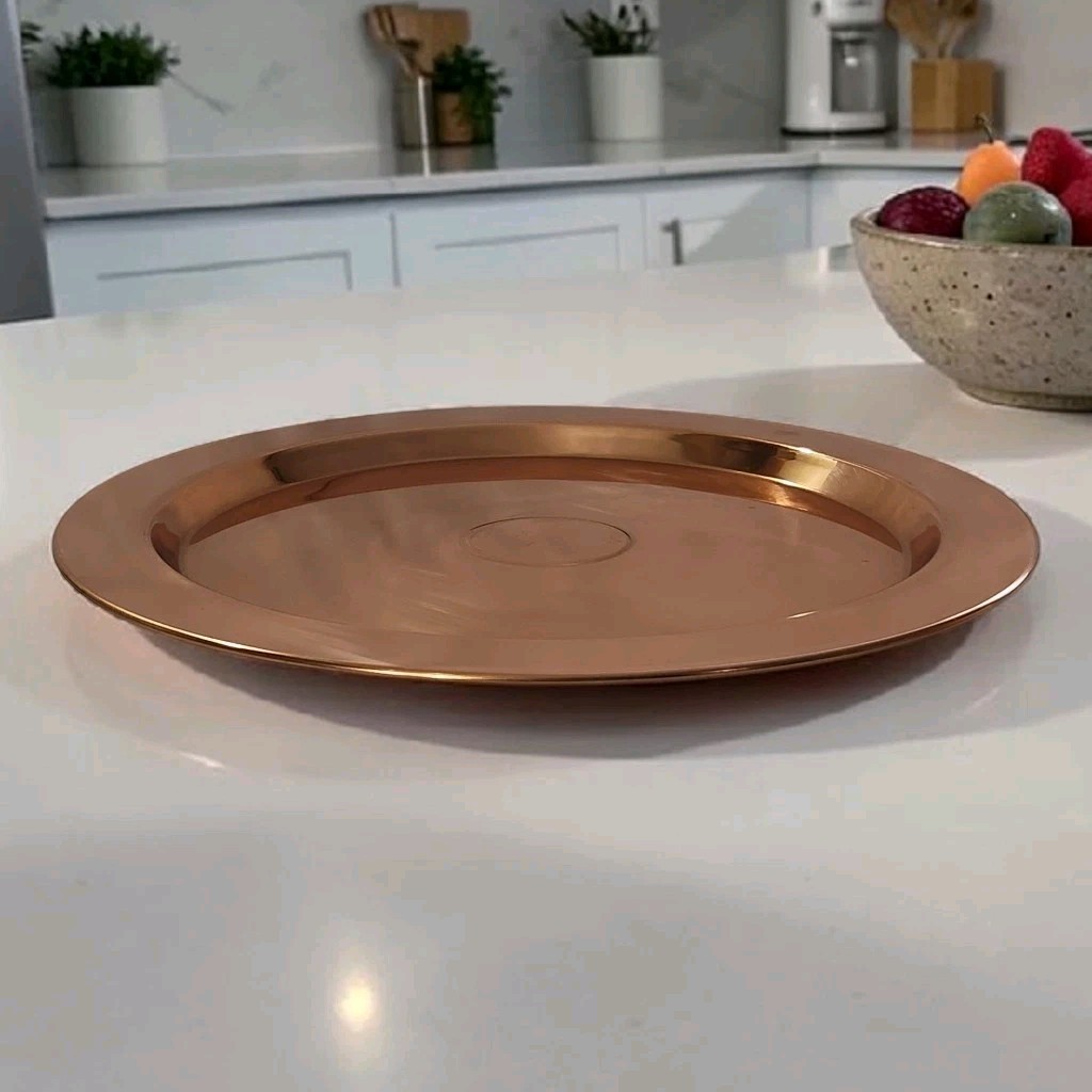 Vtg Old Dutch International Large Copper Lazy Susan Tray Rotating Base Rare EC 