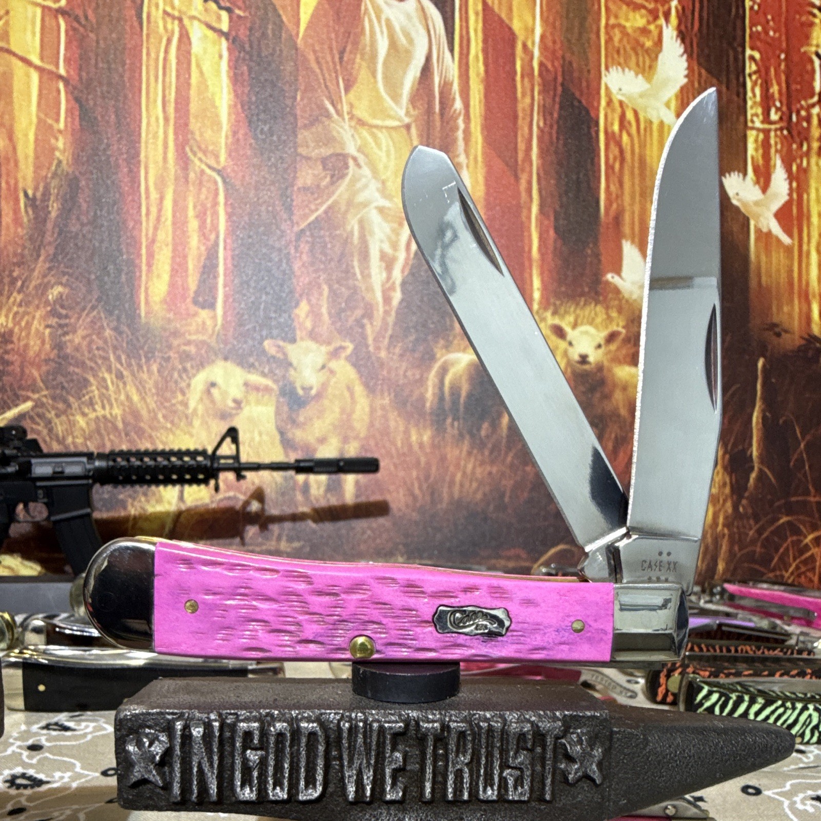 Case XX Woot Custom “Madam Case” Pink Peach Seed Jig Trapper