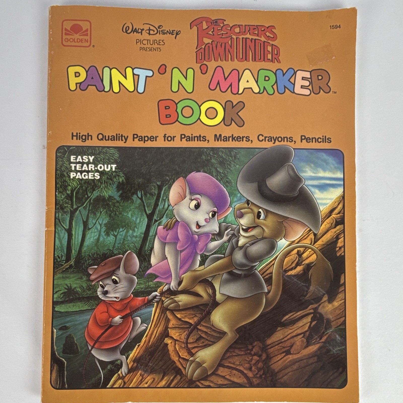 Vintage 1990 Disney The Rescuers Down Under Paint N Marker Book Golden Unused