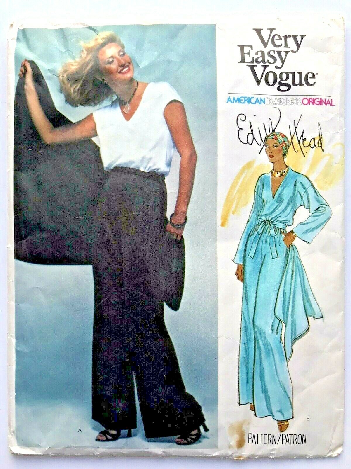Vintage 1970s VOGUE Dress Pattern Designer Edith Head 1562 Sz10 Uncut Complete
