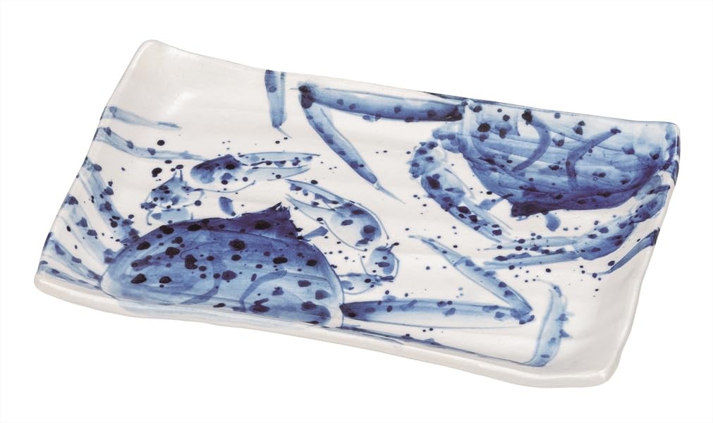 Nakamaru Kutani Ware 8.5-Inch Serving Plate - Seafood Crab K9-374_