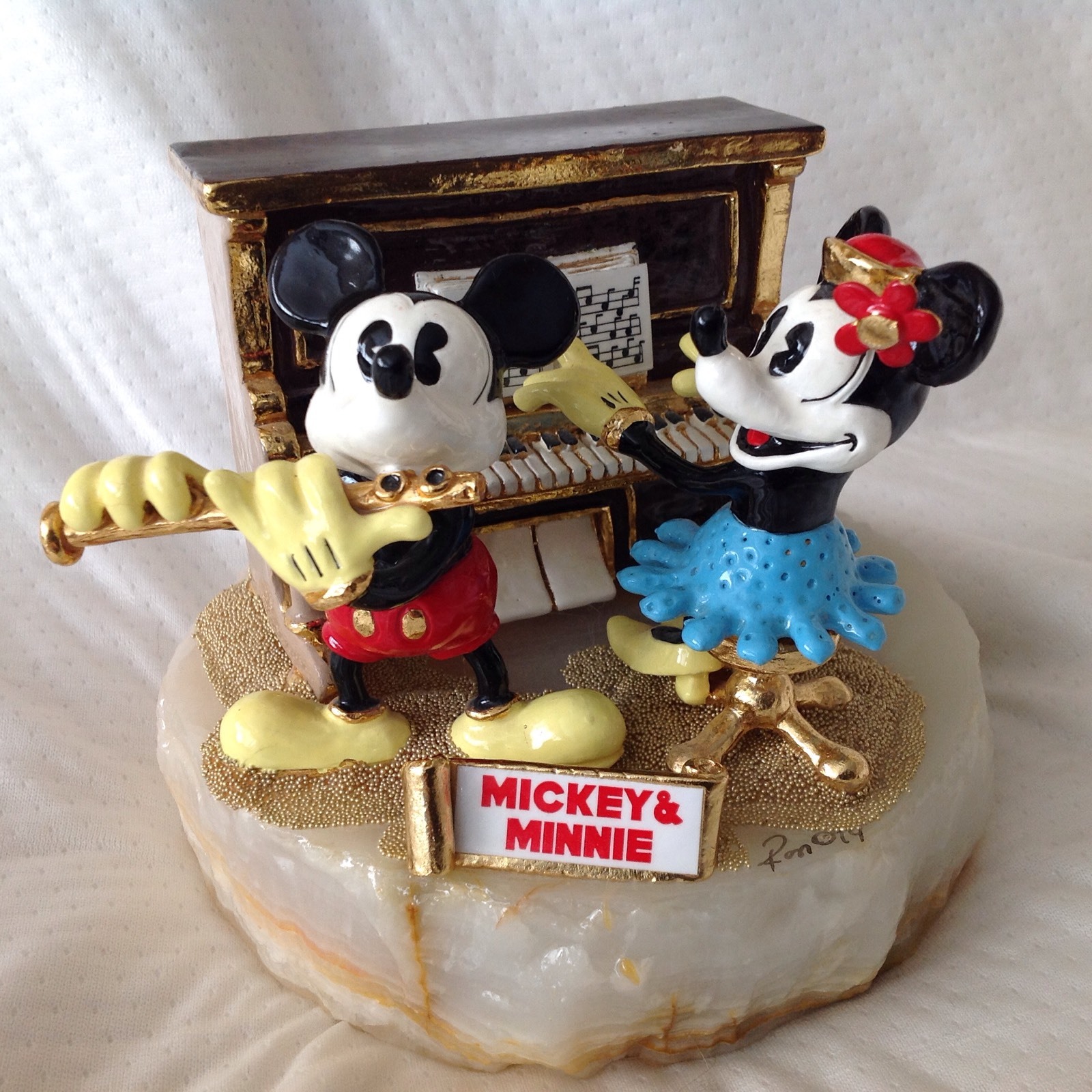 Disney Ron Lee MICKEY & MINNIE MOUSE MUSIC TIME Figurine Marble Base