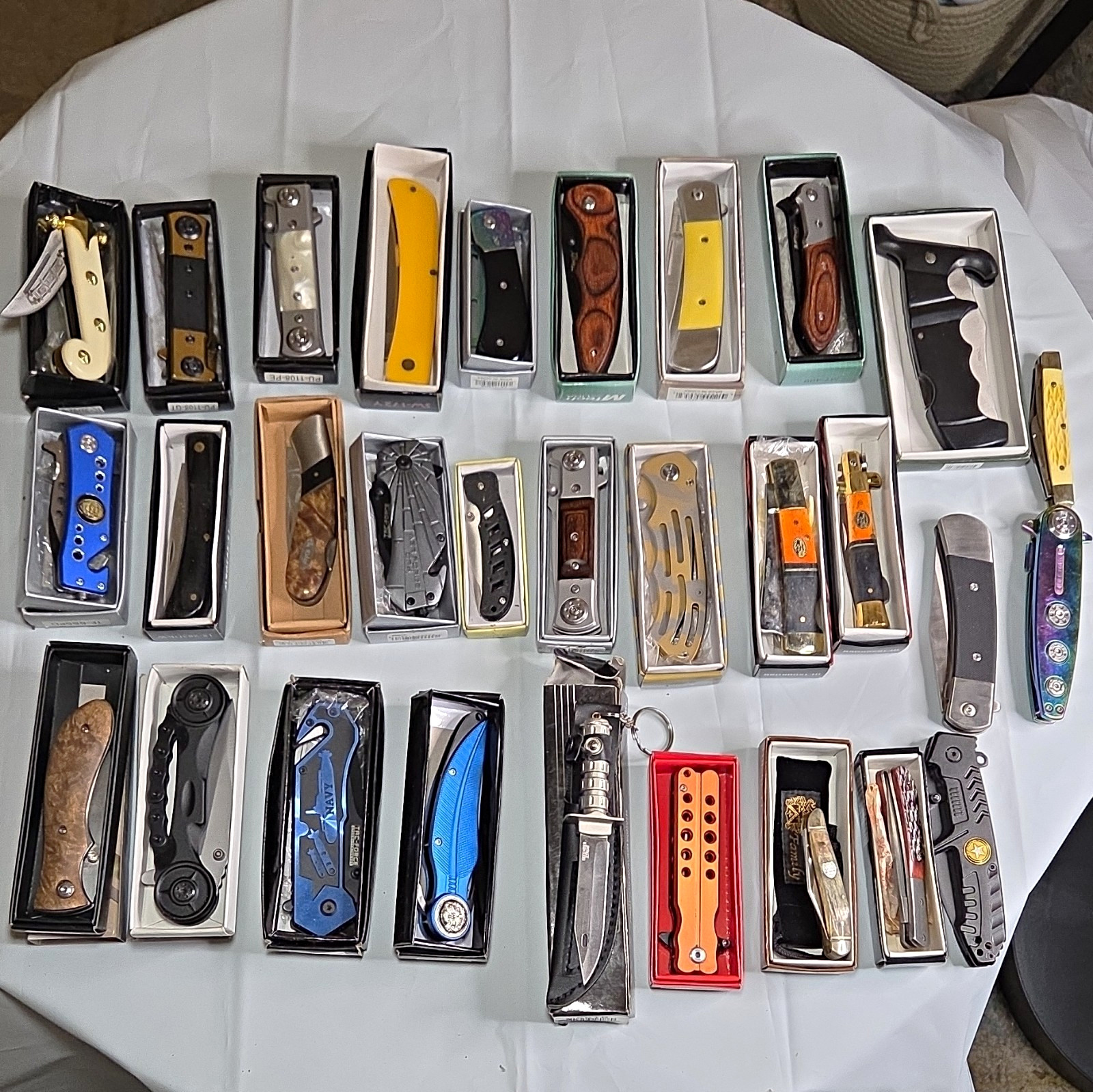 Mixed Lot 30 Assorted Boxed Folding Pocketknives, SS Blades Most New In Box READ