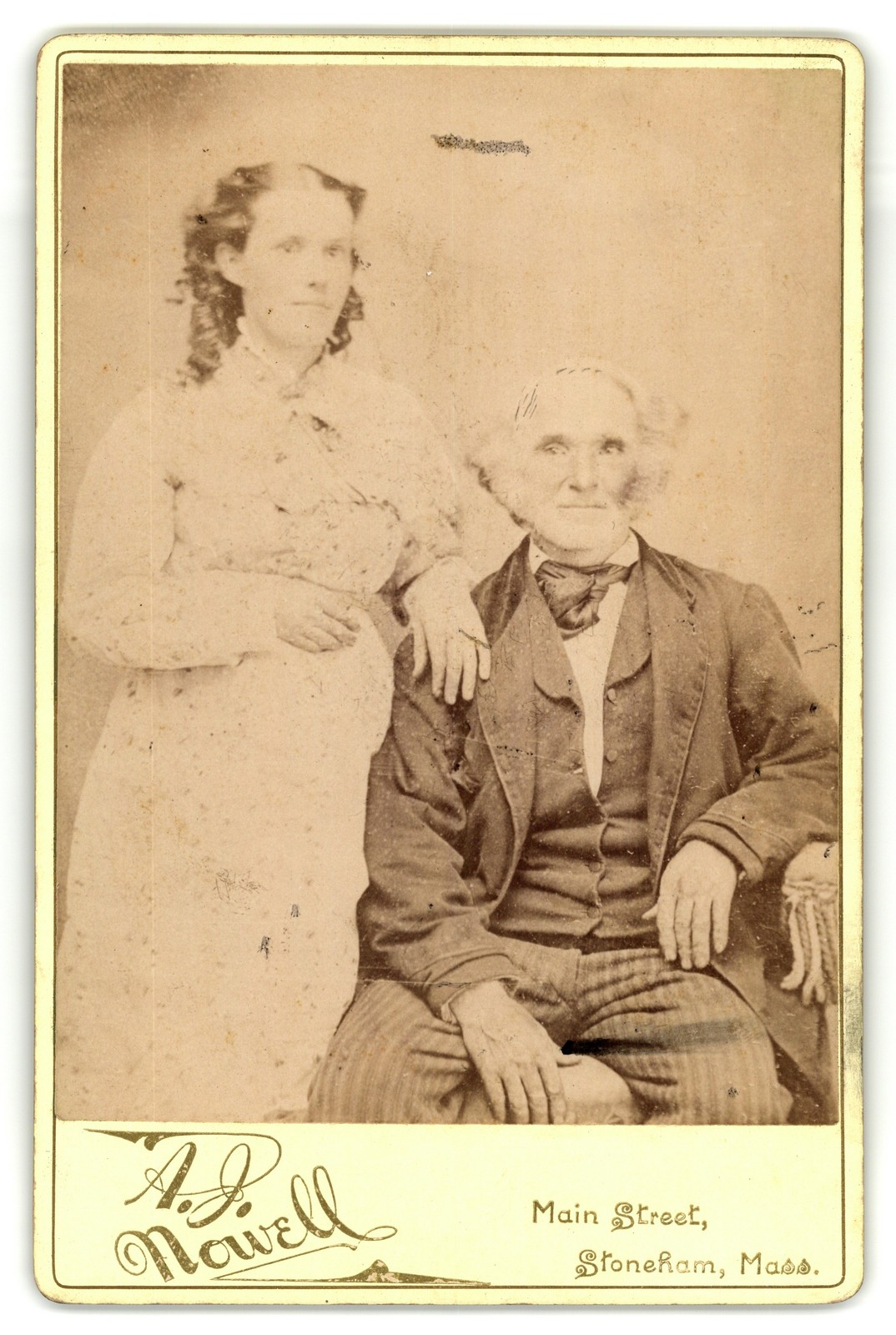 Cabinet Card Circa 1890s A. J. Nowell Older Man & Woman Stoneham Massachusetts