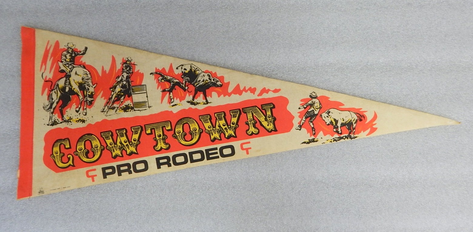 Vintage NJ New Jersey CowTown Rodeo Souvenir Pennant 1970s Impko