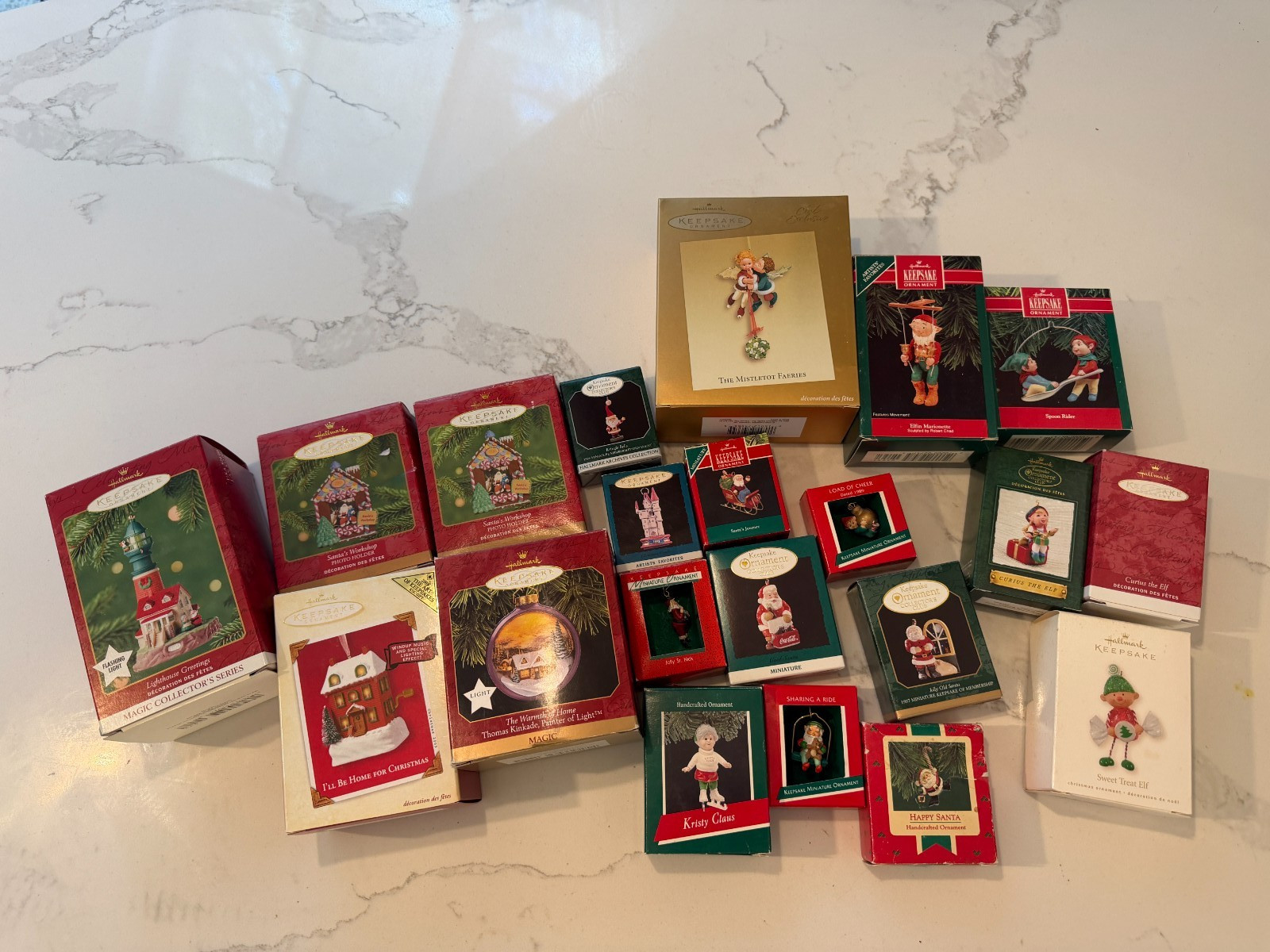 21 Hallmark Keepsake Ornament Lot Santa Elf Houses Magic Miniature Vintage Boxed