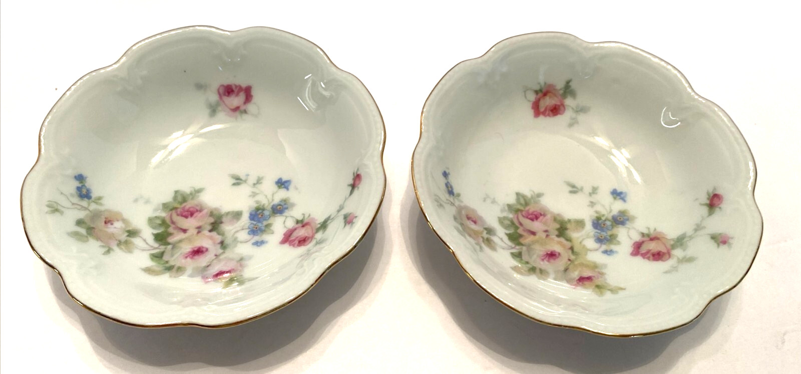 Set-2  Antique Schwarzenhammer Bavaria Floral Gold Rim Fruit/Trinket/Soap Dishes