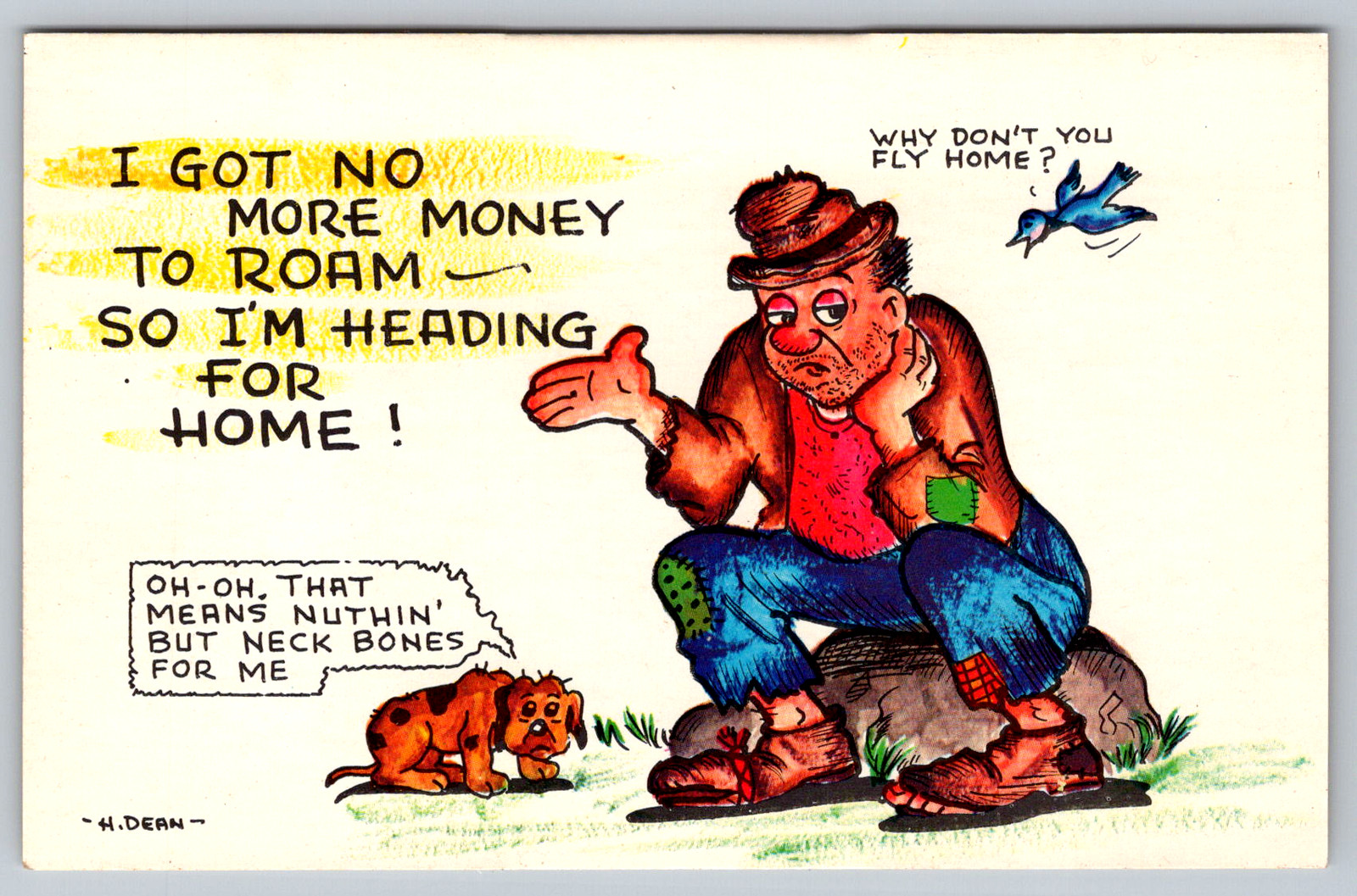 c1960s Hobo Homeless Vagrant No More Money, Heading Home Postcard Lot of 100