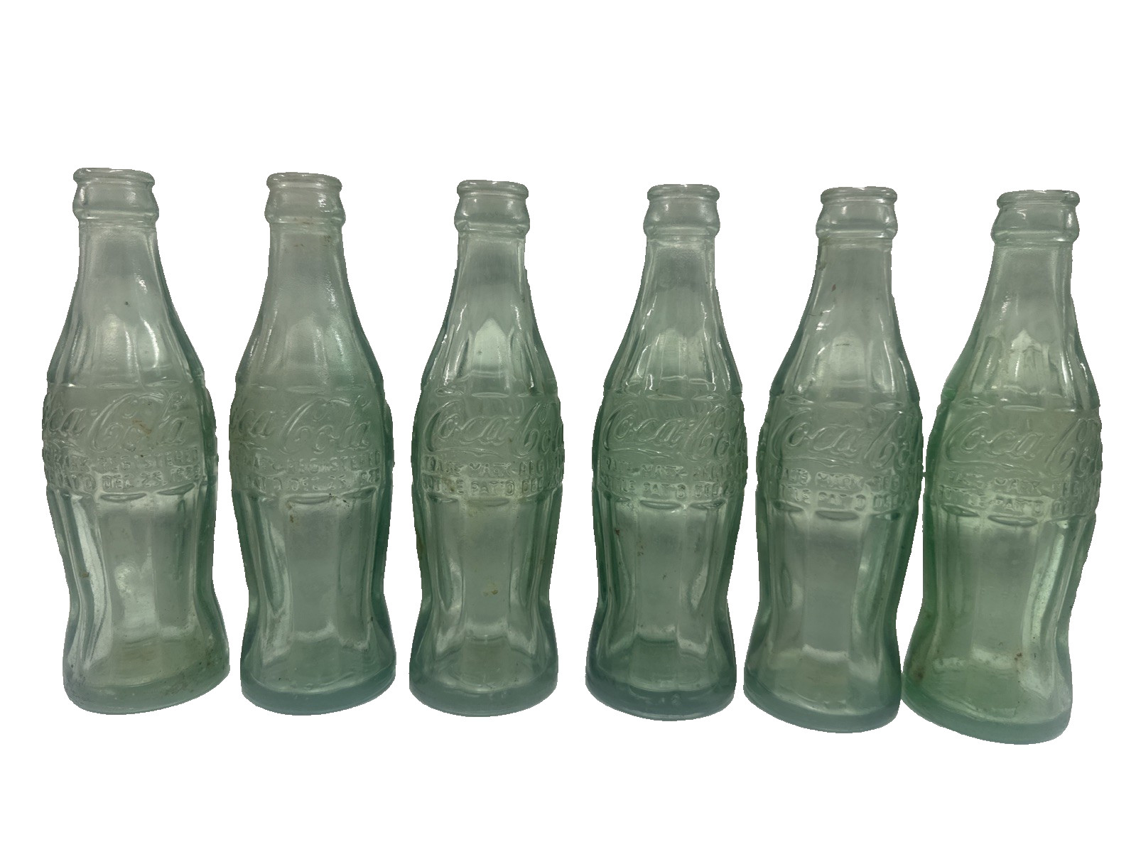 Lot (6) Vintage hobble skirt coke bottles Dec 25 1923 Different Cities SF Milwau