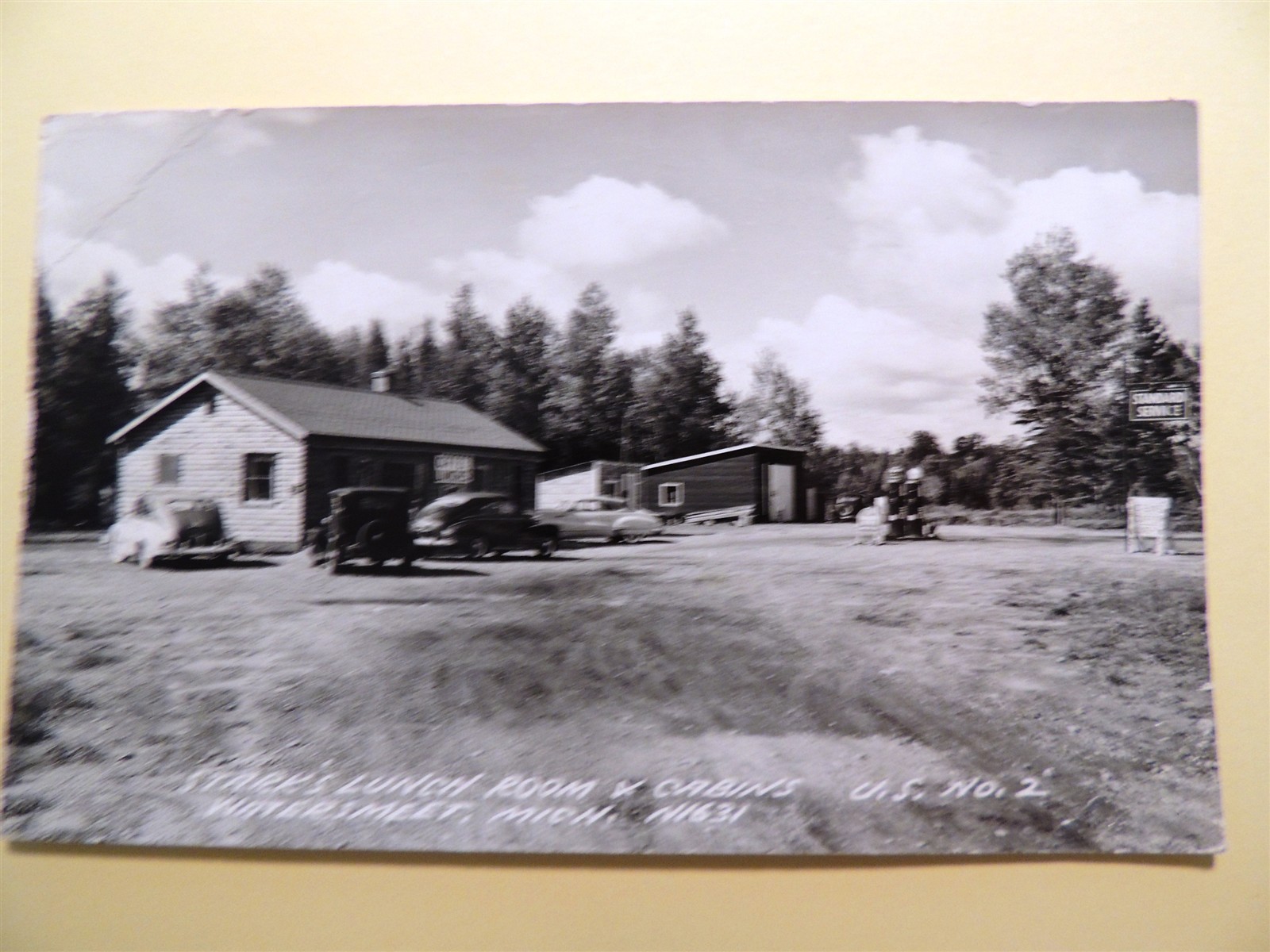 Stark\'s Lunch Room & Cabins Watersmeet Michigan vintage real photo postcard 