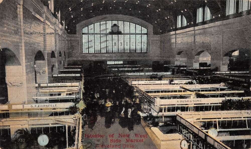 Cleveland Ohio New West Side Market Interior Vintage Postcard AA117260