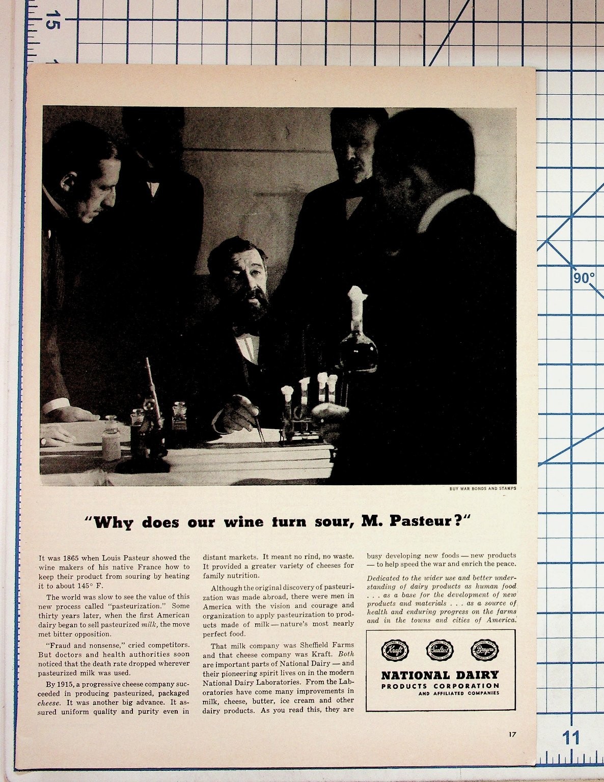 1940s Louis Pasteur Pasteurization History National Dairy Print Ad 1940s Louis Pasteur Pasteurization History National Dairy Print Ad
