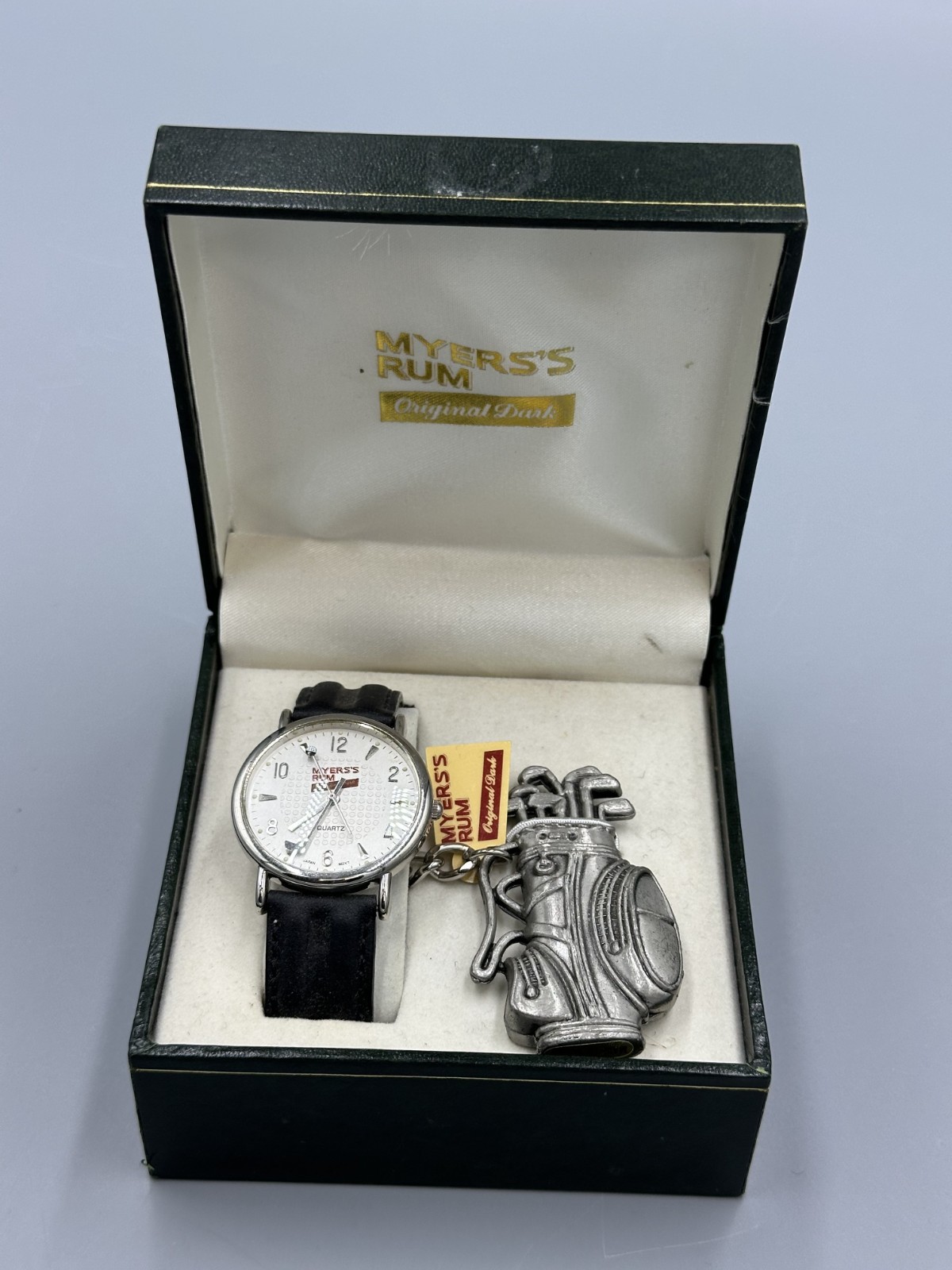 Vintage MYERS's RUM Advertising Premium GOLF WATCH & KEYCHAIN Boxed