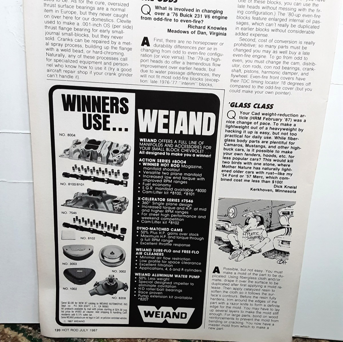 1987 Weiand Performance Ad Manifolds Cams Water Pump Print
