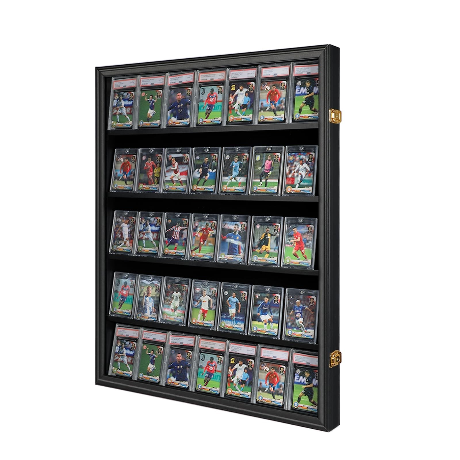 Tieeqe 35 Graded Sports  Card Display Case Lockable Wall Mount Black