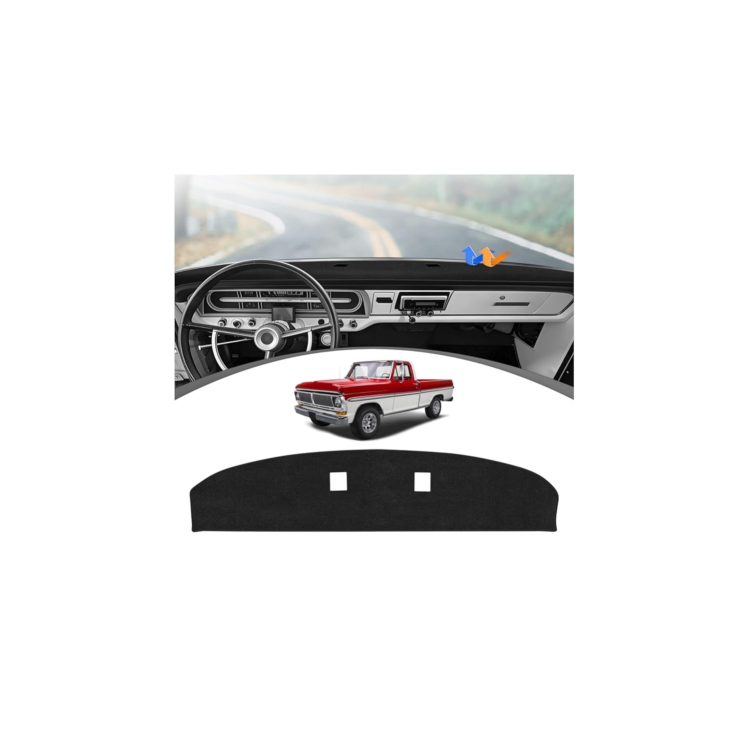 Ford F100 F250 F350 1967-1972 Dashboard Cover Mat Liner Protector for Pickup