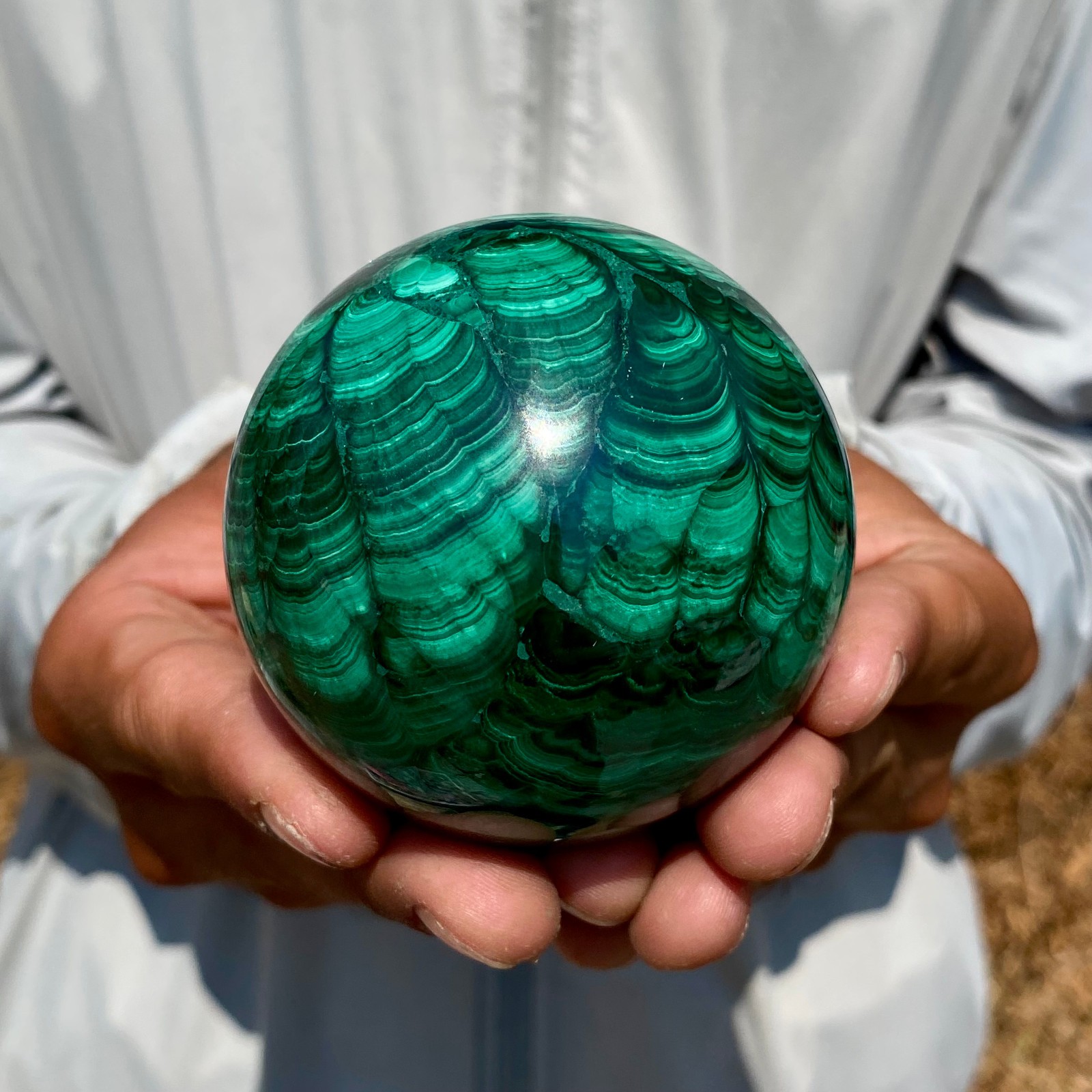 1.27LB Rare Natural Malachite quartz hand Carved sphere Crystal Healing