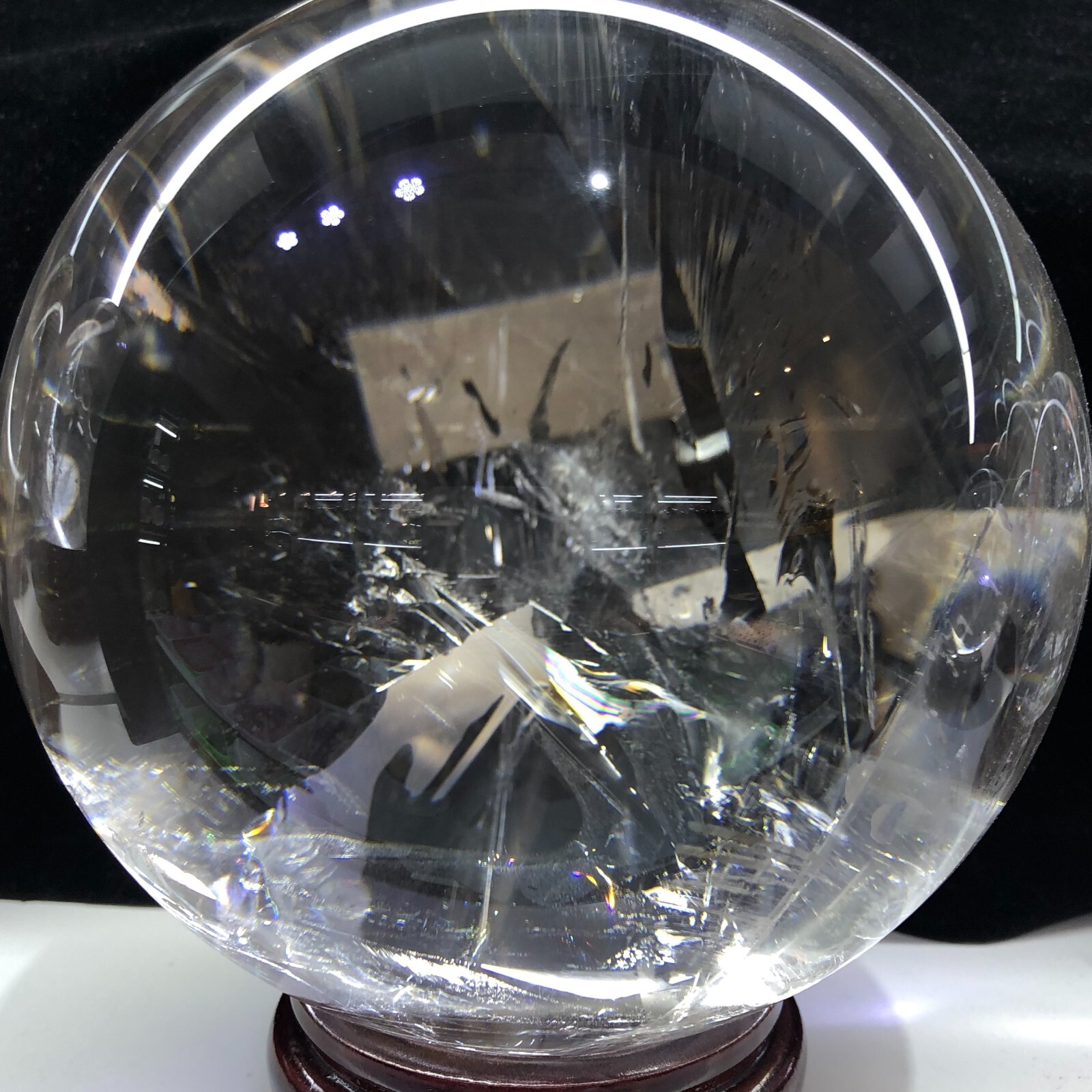 9LB Top Natural rainbow clear Quartz Sphere Crystal Ball healing mineral reik