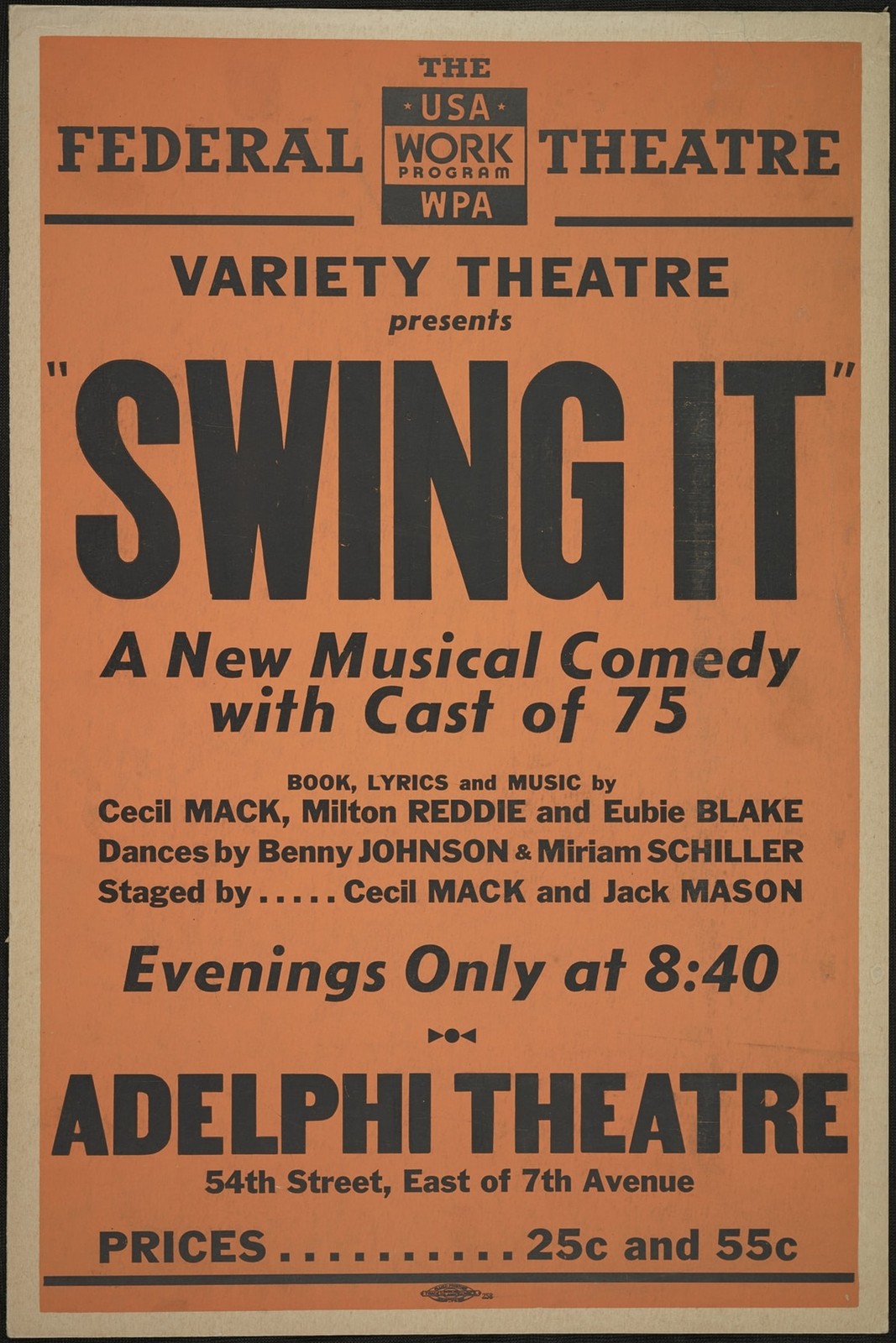 🎭 Swing It - Federal Theatre Musical Poster - 24x36” - Vintage Style Decor 🎭 Swing It - Federal Theatre Musical Poster - 24x36” - Vintage Style Decor