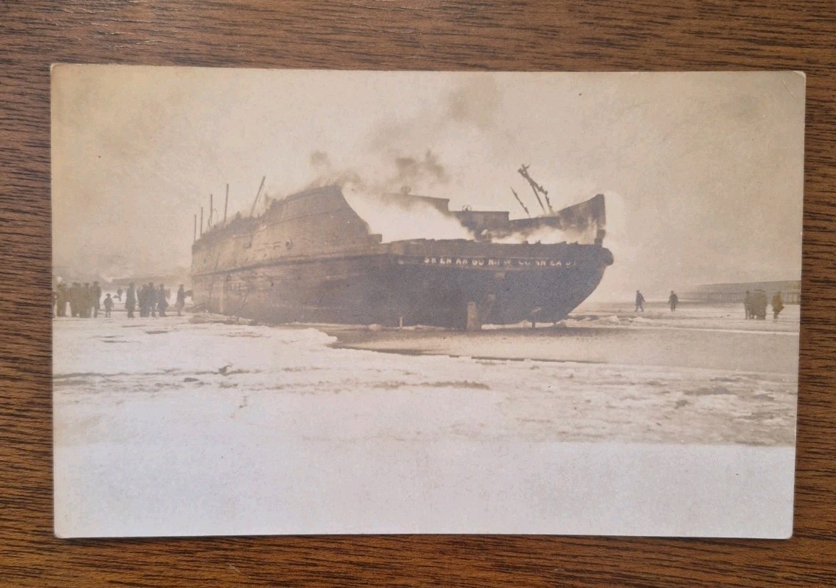 Rare Shipwreck RPPC, Shenago No. 1 Railroad Car Ferry, Lake Eerie 1904 Rare Shipwreck RPPC, Shenago No. 1 Railroad Car Ferry, Lake Eerie 1904