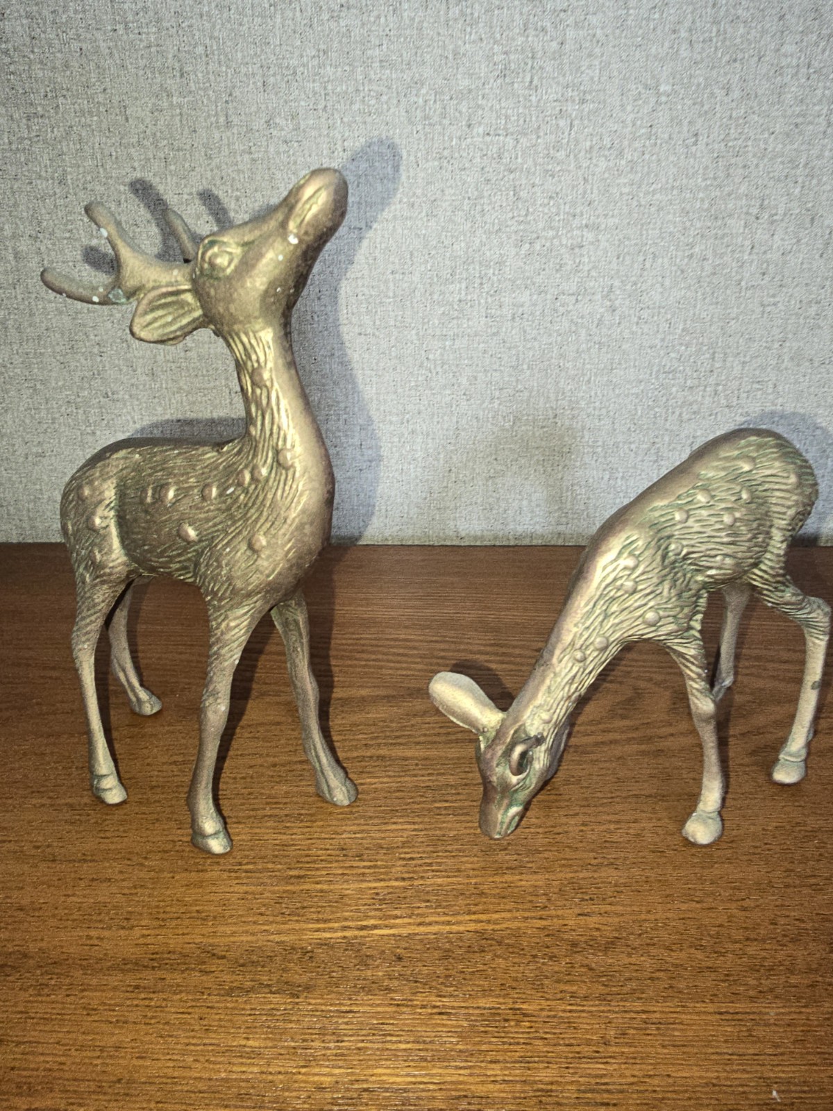 Vtg Pair Of Beautiful Brass Deer-Buck & Doe/MCM Figurines/detailed/Spotted/heavy Vtg Pair Of Beautiful Brass Deer-Buck & Doe/MCM Figurines/detailed/Spotted/heavy
