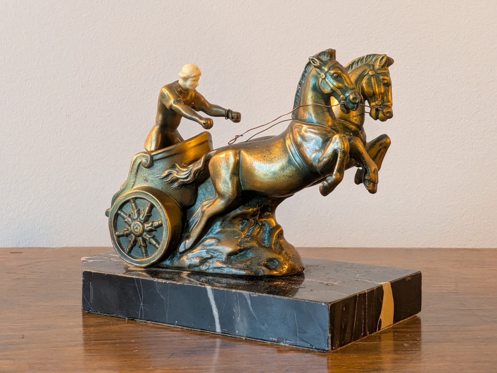 Antique/ Vintage J.B. Hirsch Art Deco 1920s 30s Roman Chariot Horses  Bookend