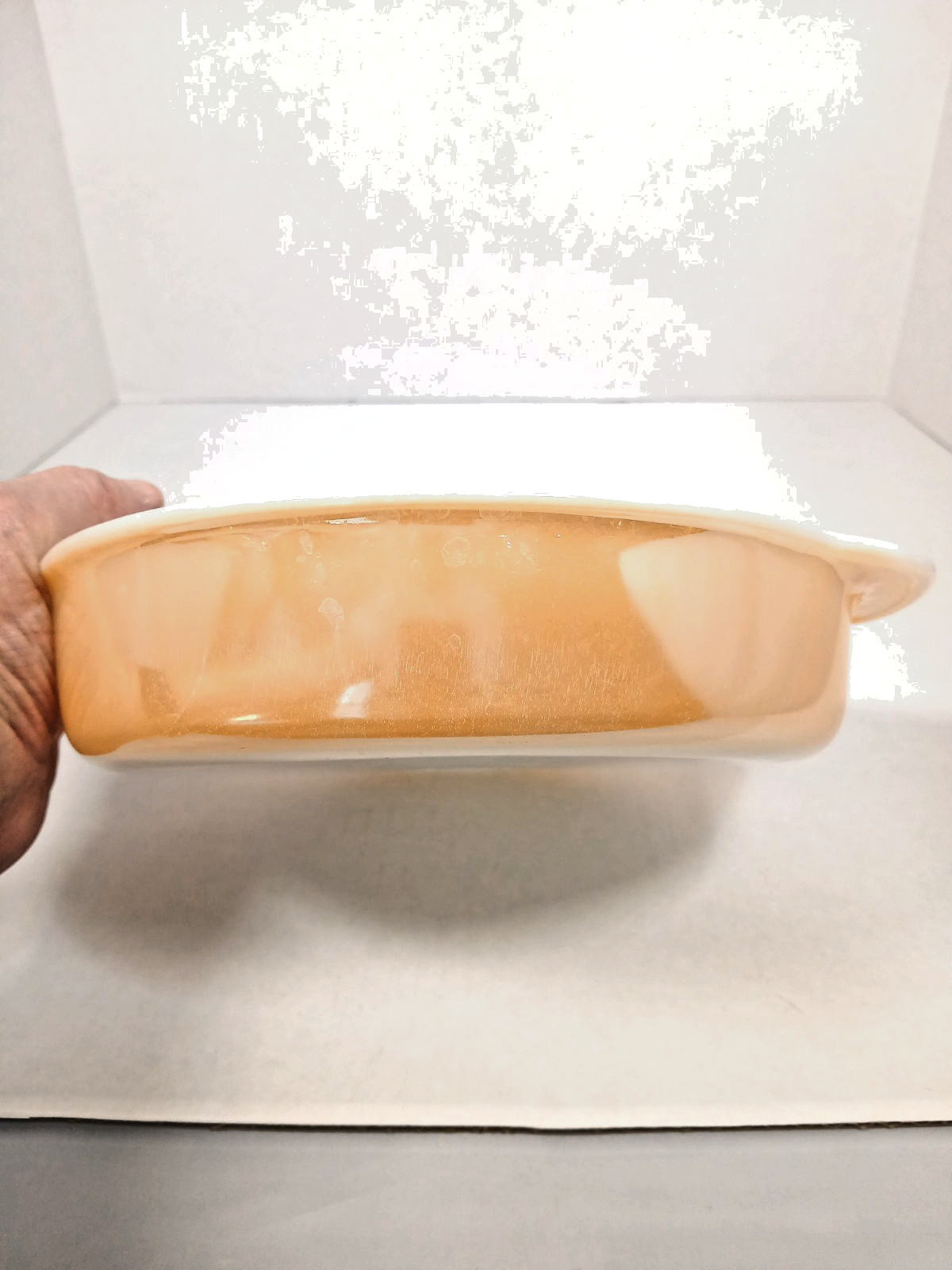 Fire-King Peach Lustre Casserole Dish #450 Round 8.5