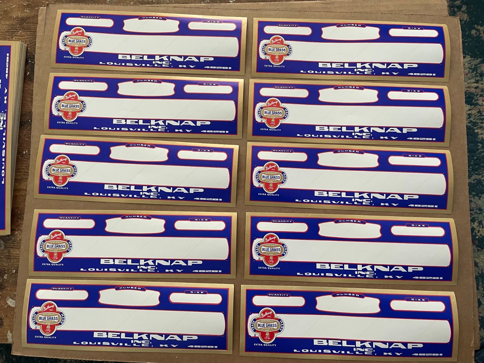 Vintage BLUE GRASS Belknap Inc Louisville KY Stickers 10pcs Quantity Number Size