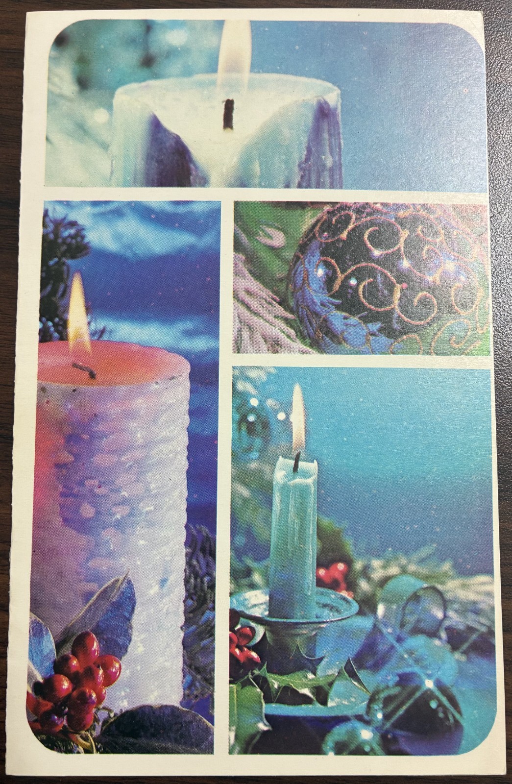 Vintage Realistic Candle And Ornaments Merry Christmas Greeting Card Unused USA
