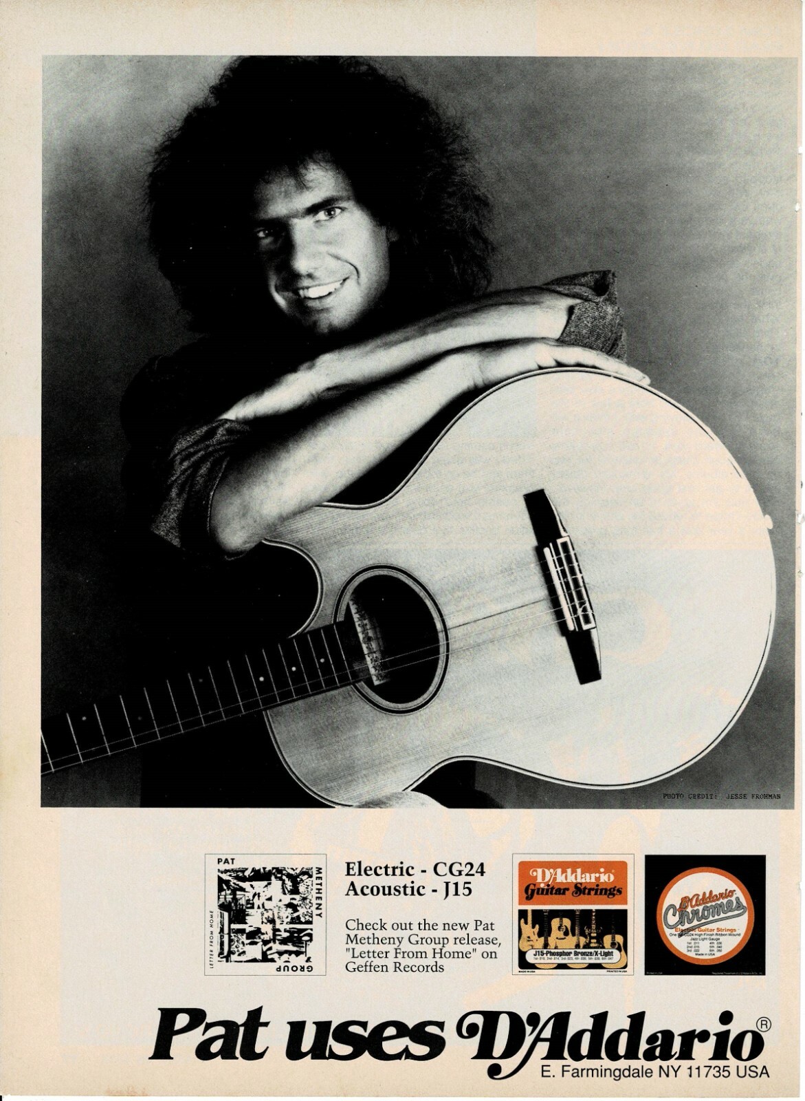 D\'Addario Strings - PAT METHENY - 1990 Print Advertisement D\'Addario Strings - PAT METHENY - 1990 Print Advertisement