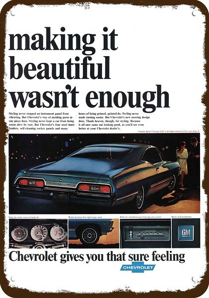 1967 CHEVROLET CHEVY IMPALA Car Vintage-Look-Edge DECORATIVE REPLICA METAL SIGN 