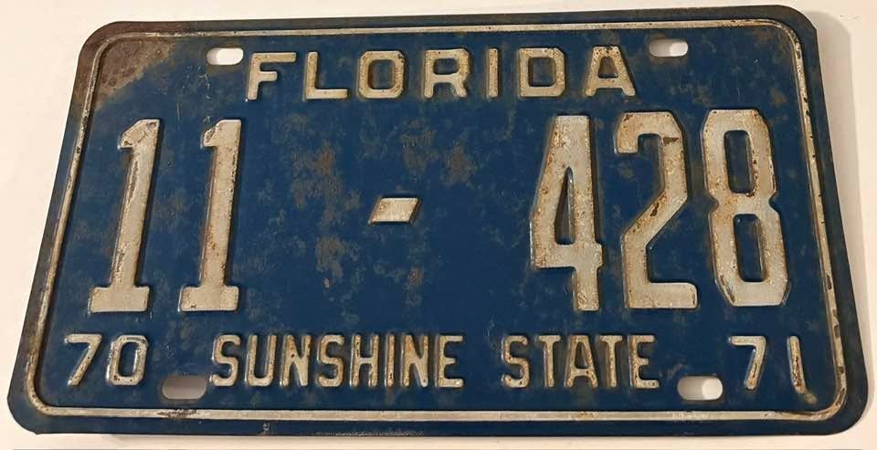 Vintage 1970 1971 Florida License Plate 11 428 Alachua County Gainesville