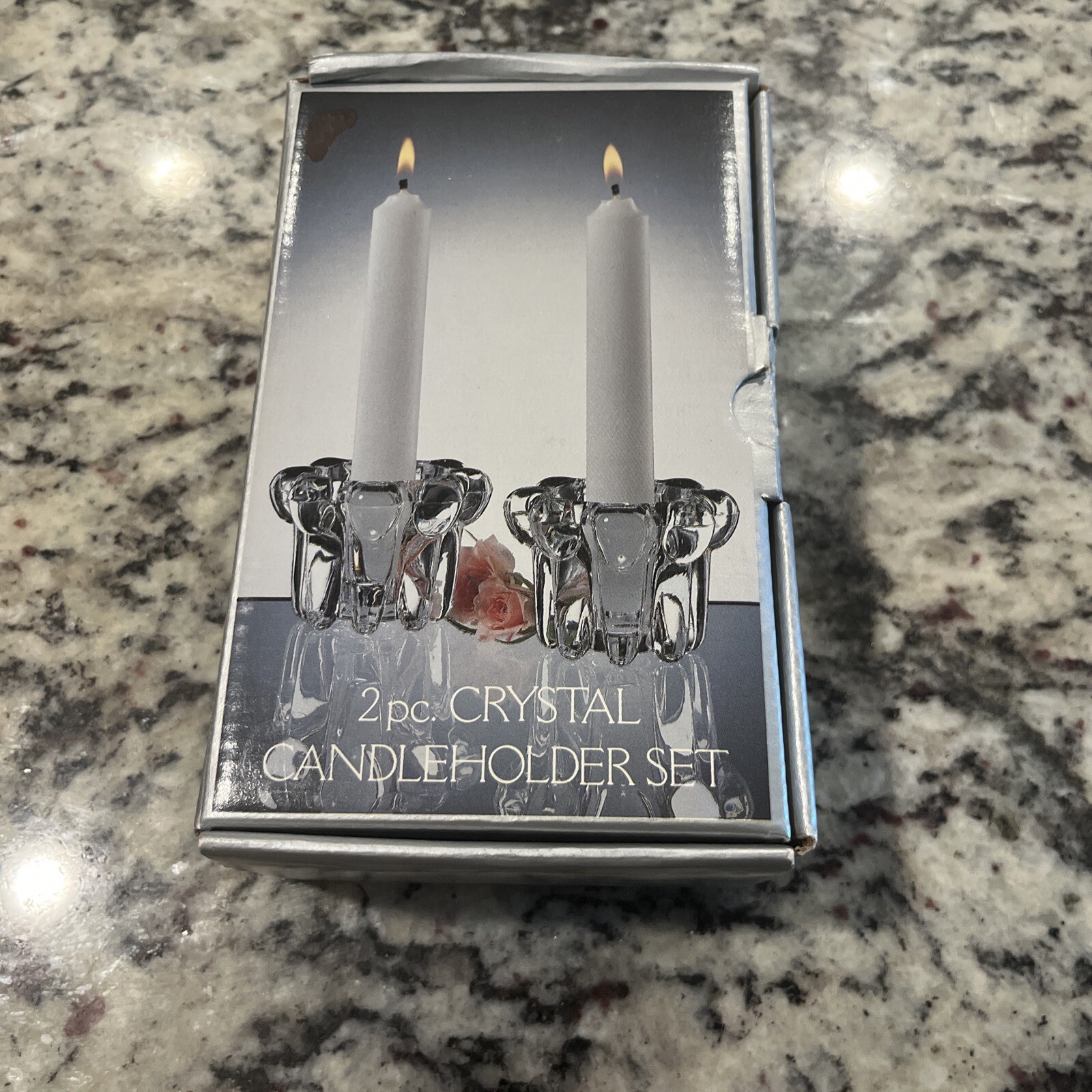 Crystalia Corporation Crystal Candleholders Set. 3