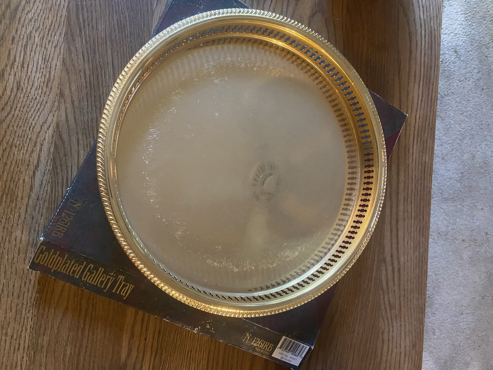 Crown Court Round Gold Plated Metal Gallery Tray, Boxed, N 1261RB
