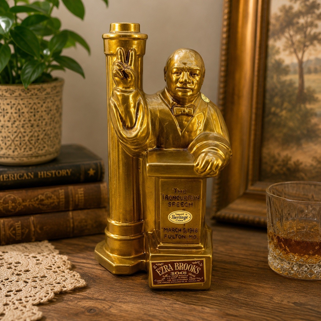 1969 First Edition Ezra Brooks Winston Churchill Decanter 160 Mo Old Bourbon 1969 First Edition Ezra Brooks Winston Churchill Decanter 160 Mo Old Bourbon