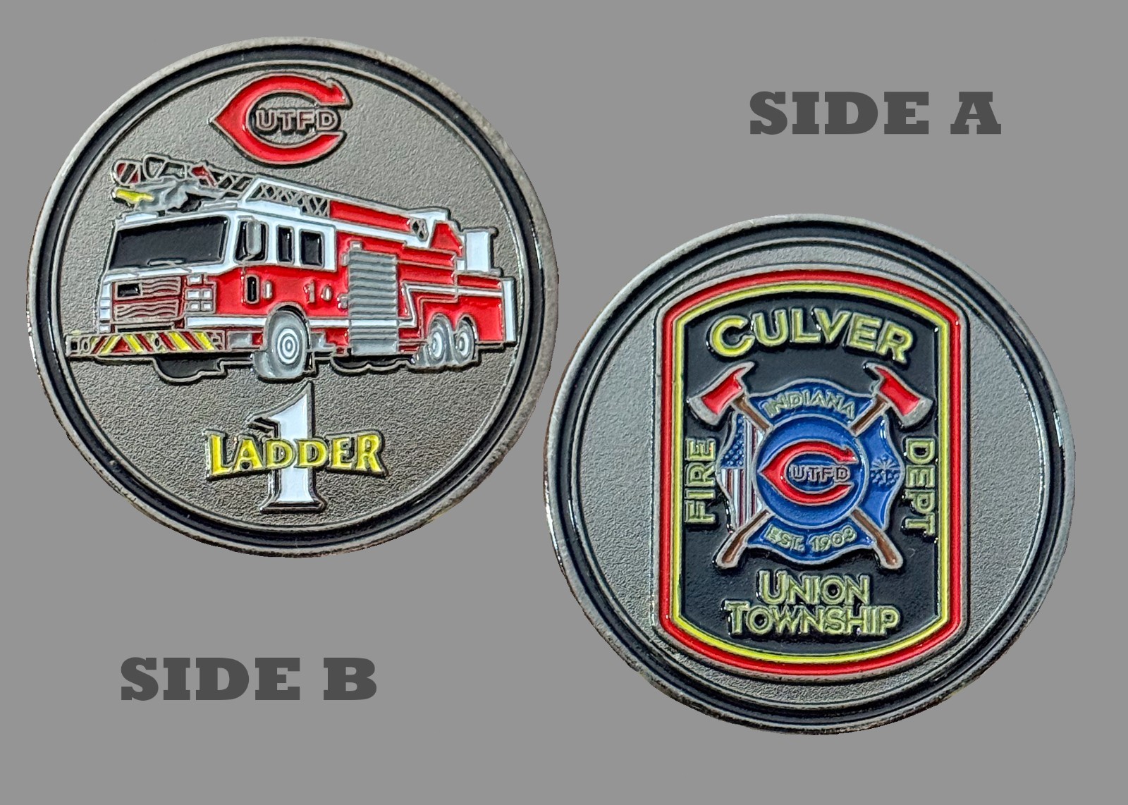 Union Township Fire Dept Culver Indiana Ladder 1 Challenge Coin  1#28
