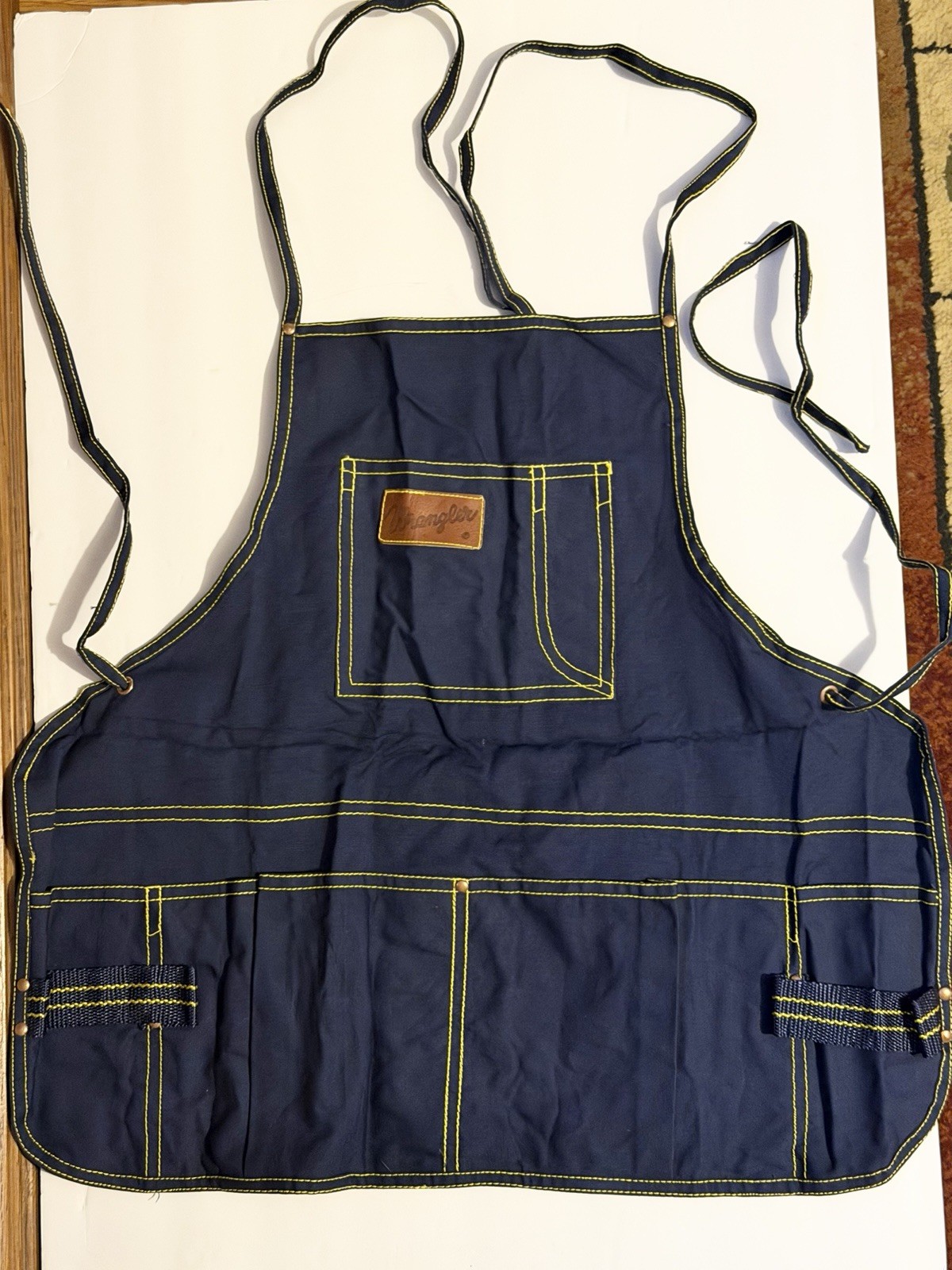 Vintage Wrangler Denim Bib Style Work Apron 6 Pockets 2 Loops Rivets New