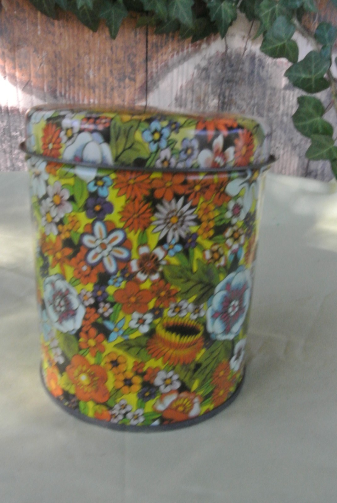 Vintage Daher Floral Tin Canister England Small Metal Storage Box Cottagecore