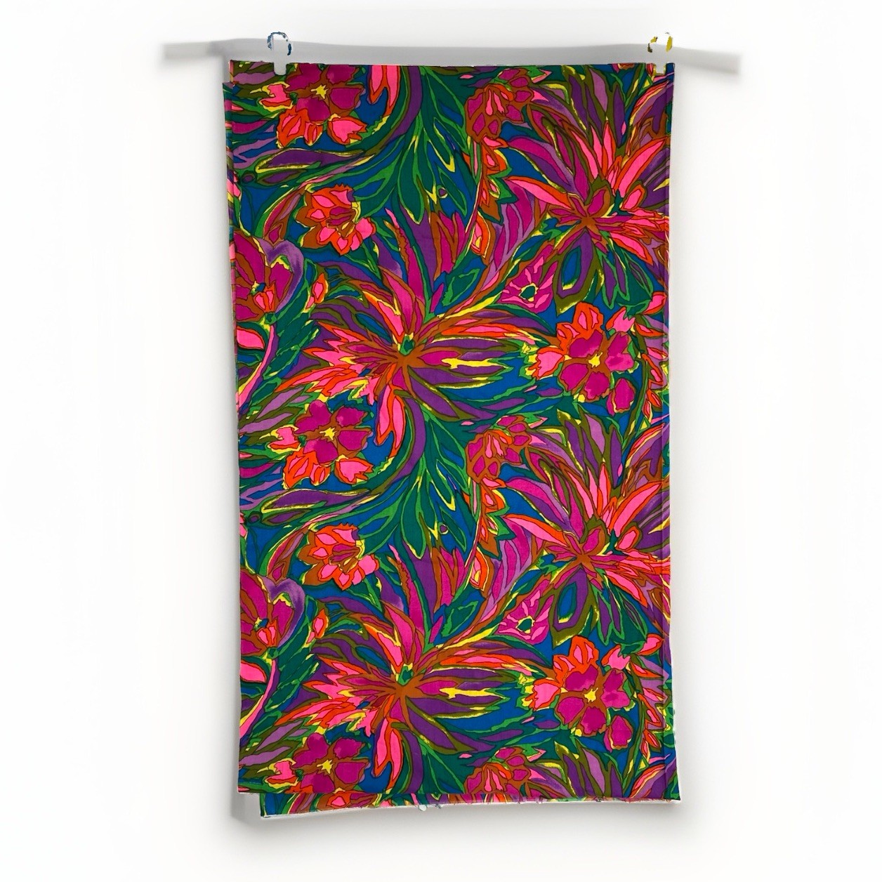 Vtg 60s 70s VHY Hawaiian Textiles Fabric Psychedelic Floral Cotton Rayon? 4.3yds