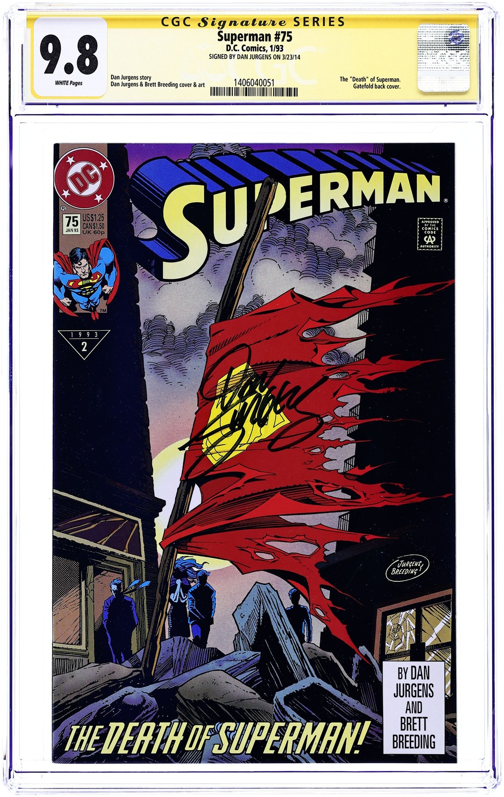 Superman #75D Direct Variant 1st Printing CGC 9.8 SS Jurgens 1993 1406040051
