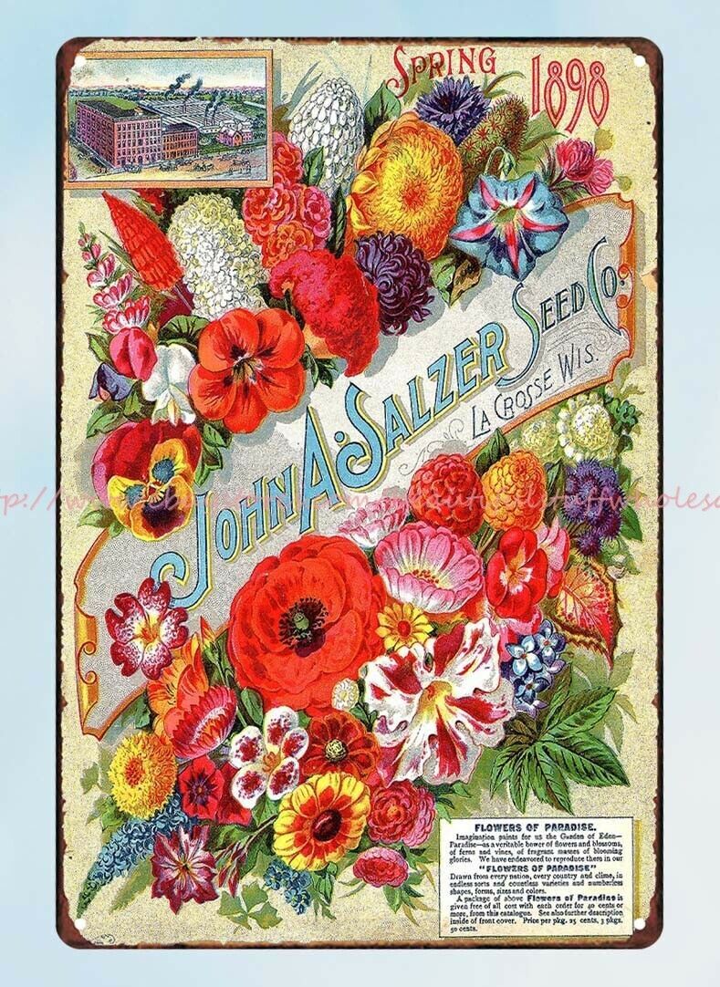 John A. Salzer Seed co. 1898 metal tin sign metal advertising wall decor