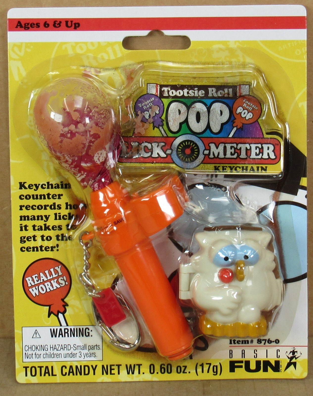 Mr. Owl Tootsie Roll Pop Lick-Meter Keychain by Basic Fun 2001 DAMAGED AS-IS
