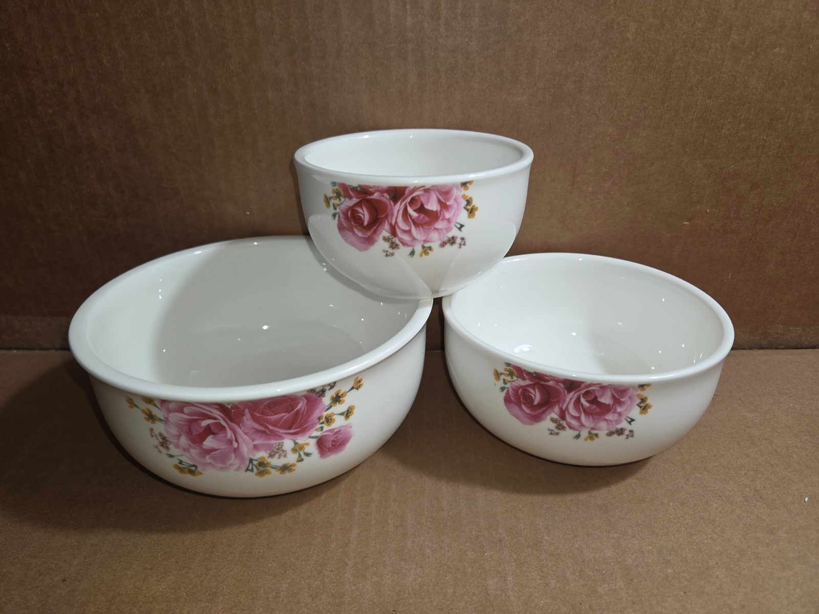 Bowls Nesting X3 Victorian Trading Co Roses & Mealtimes Ceramic