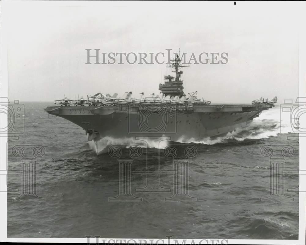 1978 Press Photo Aircraft Carrier USS John F. Kennedy, CB-67 in the Atlantic